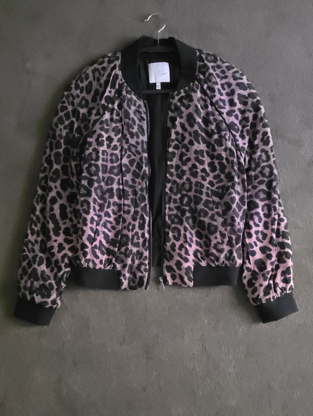 Joie Stunning SILK Leopard Print Bomber Jacket -